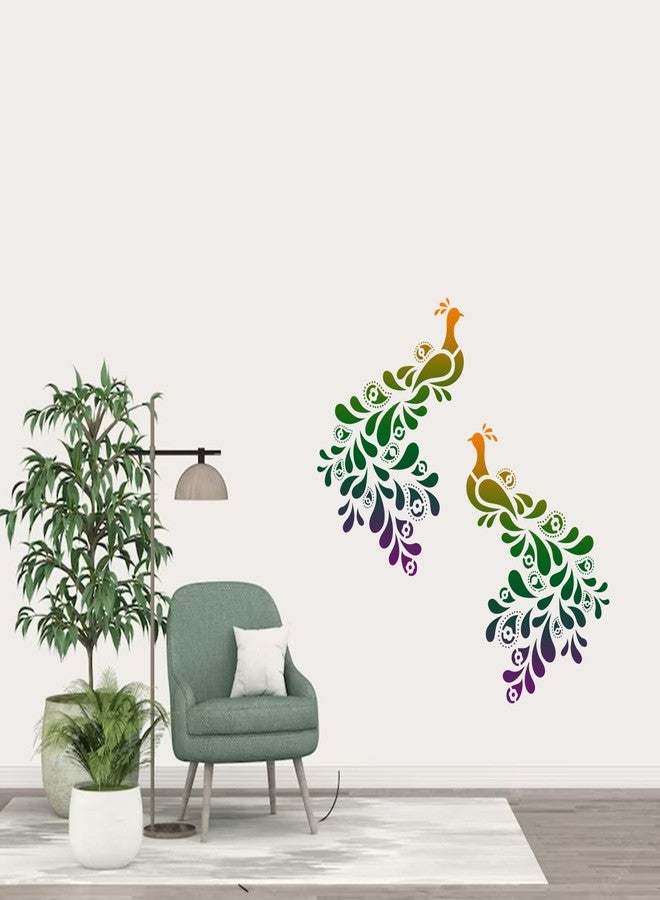استنسلات ستينكارت للرسم على الجدران، استنسلات قابلة لإعادة الاستخدام على شكل طاووس ذي ذيل منسدل للرسم (16 بوصة × 24 بوصة) - تصميم قابل لإعادة الاستخدام يمكنك صنعه بنفسك، مناسب للمنزل والمكتب (عبوة من قطعة واحدة) - Image 1